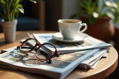 Table de café français avec magazines tendance 2025