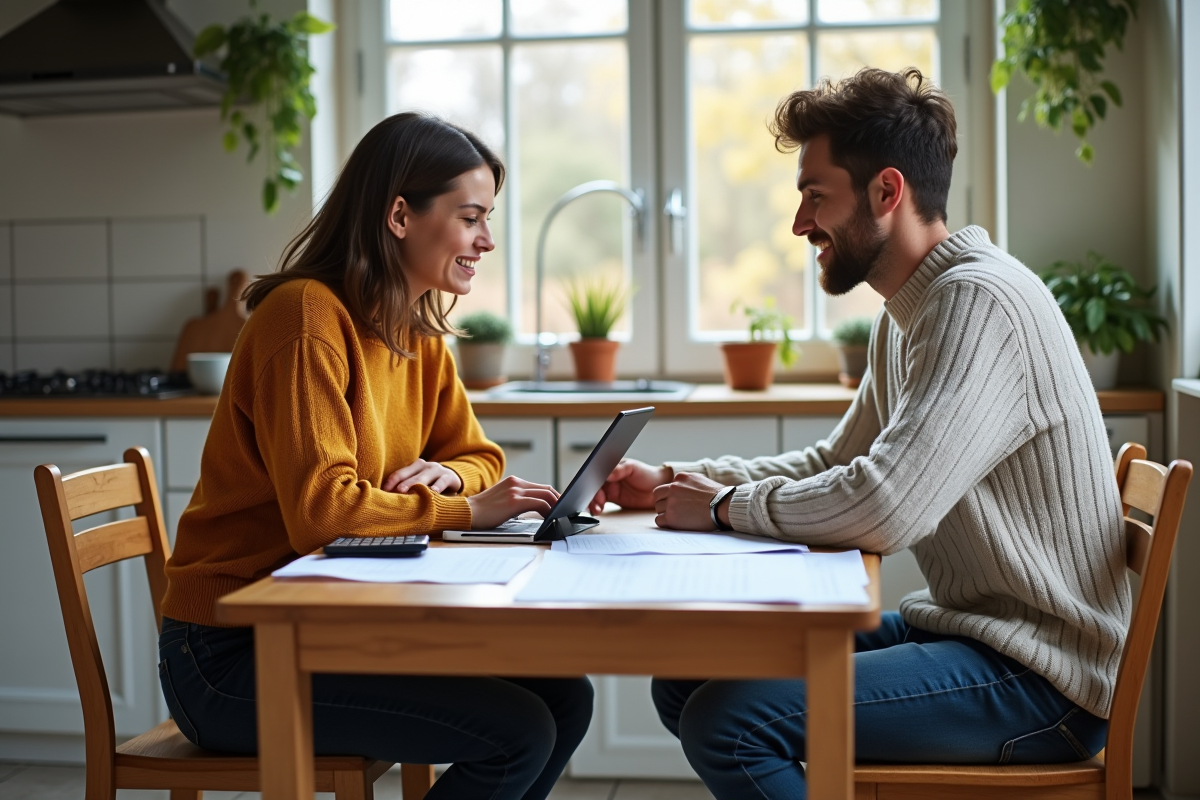 Jeune couple français discutant d