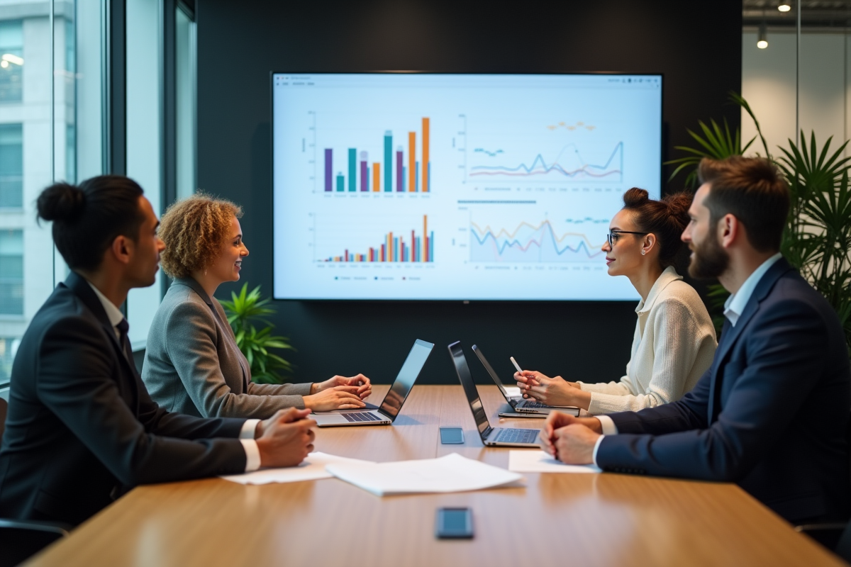 Groupe de professionnels marketing en réunion