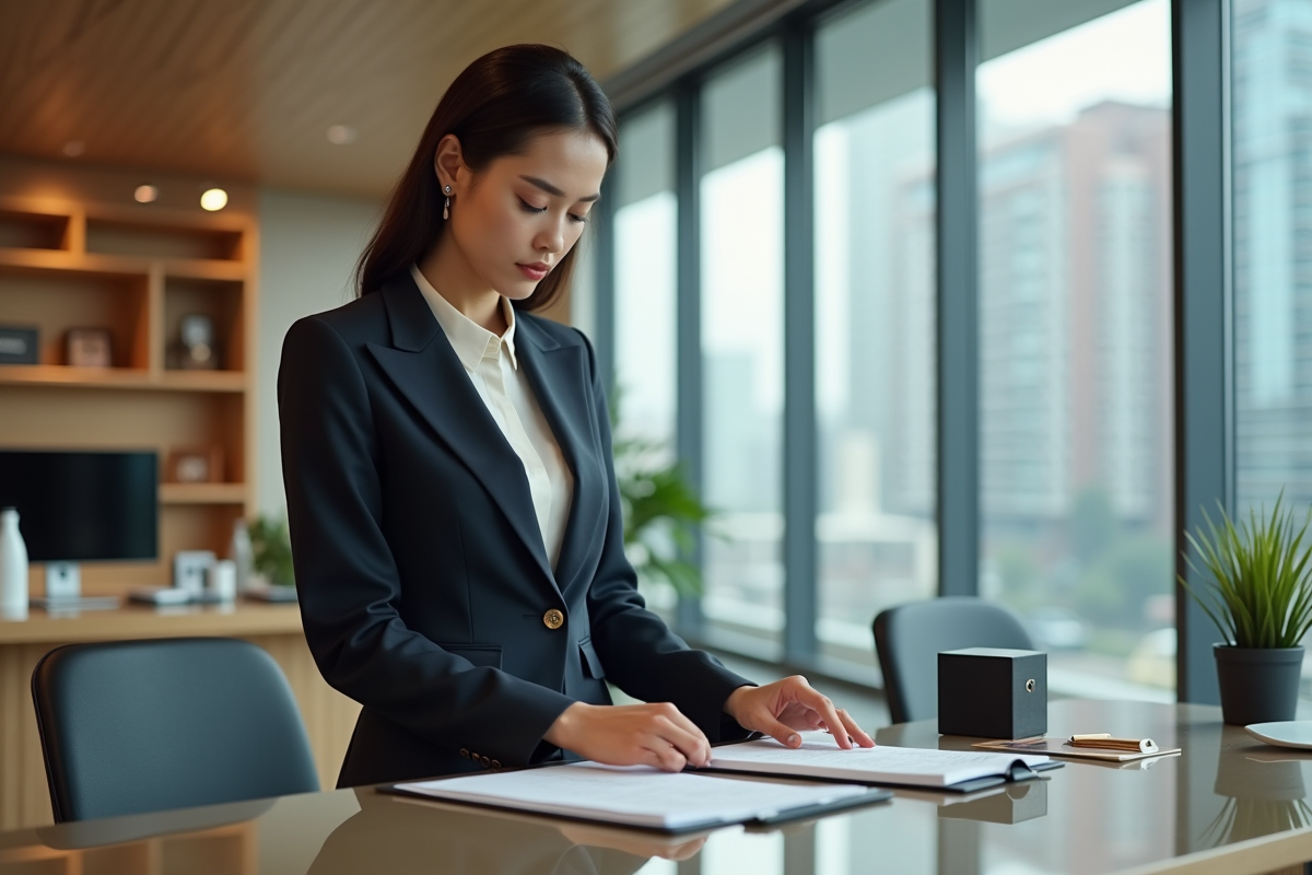 Femme d'affaires confiante dans un bureau moderne