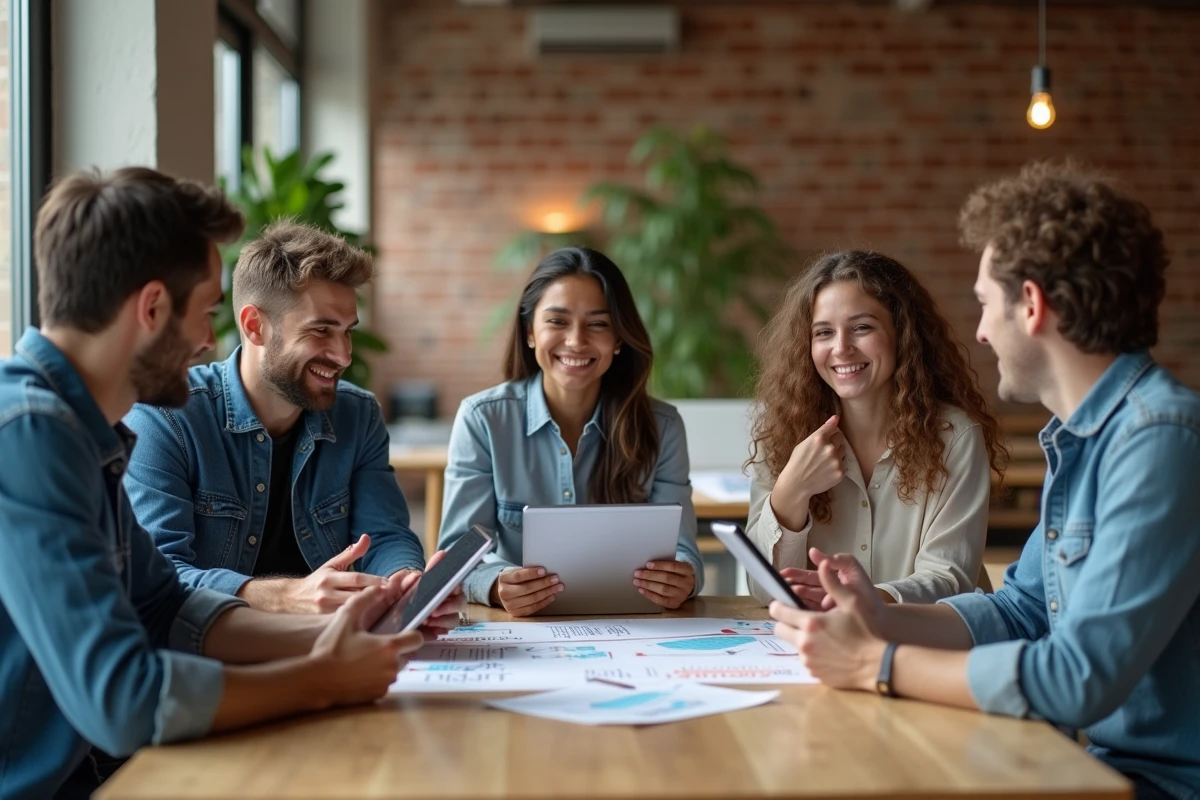 Groupe diversifié discute autour d