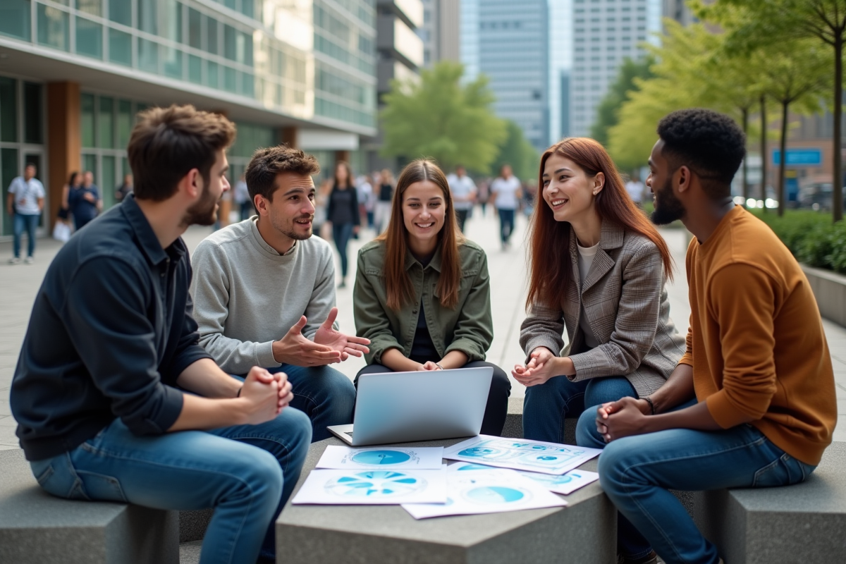 Groupe diversifié de jeunes discutant de l