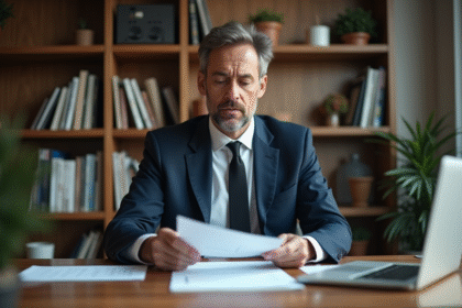 Homme d'affaires en costume dans un bureau moderne