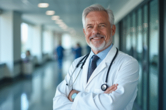 Médecin en blouse blanche dans un hôpital moderne