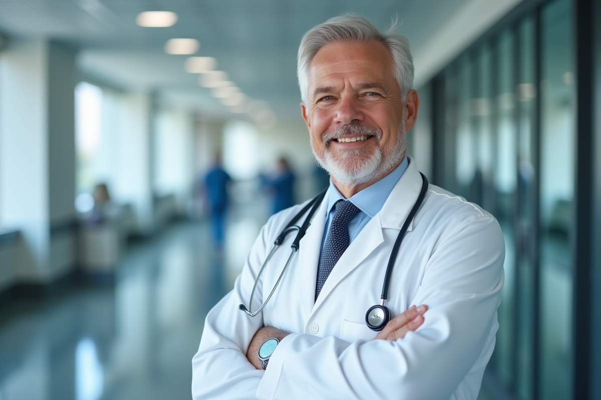 Médecin en blouse blanche dans un hôpital moderne